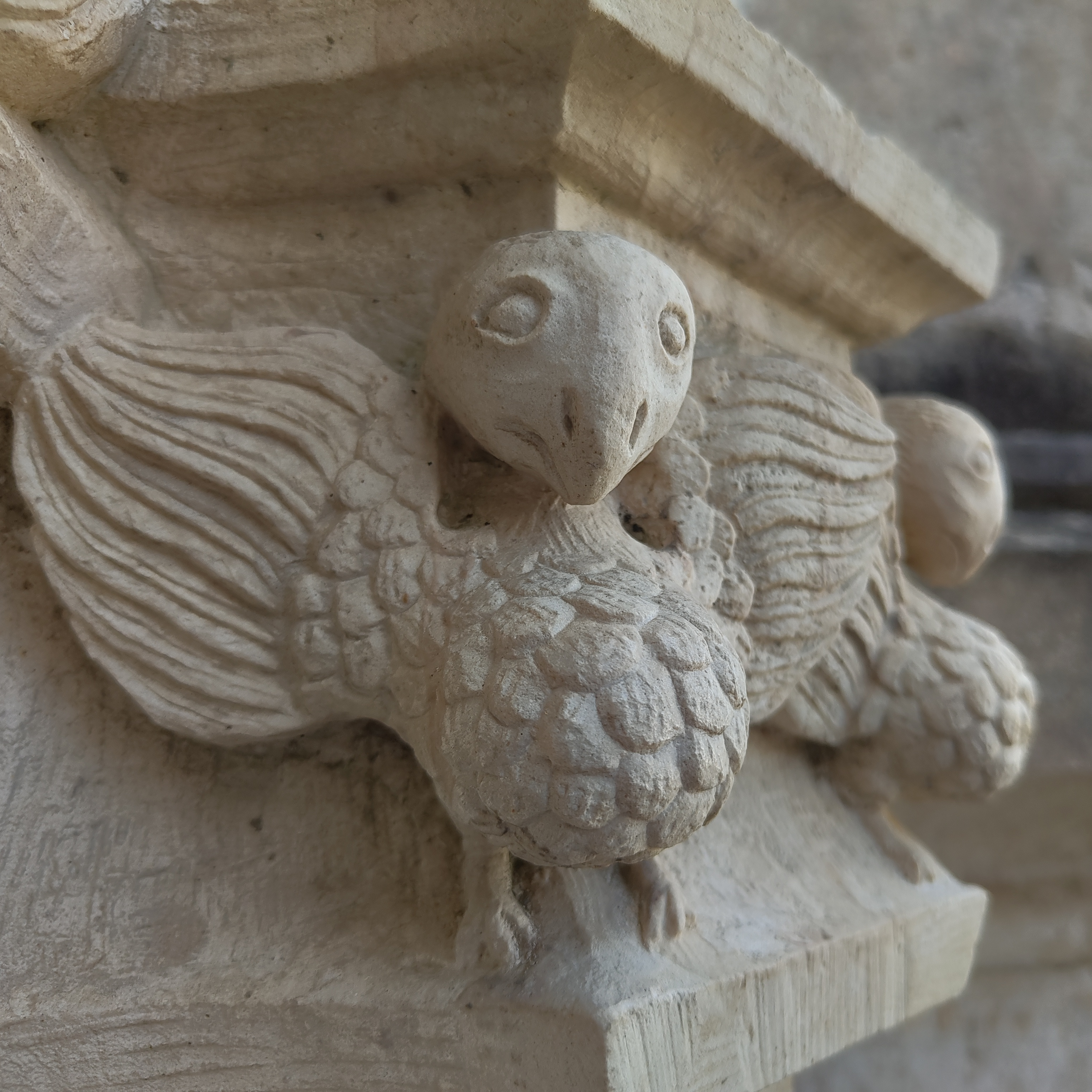 Vögelchen auch in Stein verewigt